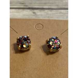 Gold Confetti Post EARRINGS Rainbow Glitter‎ NWOT